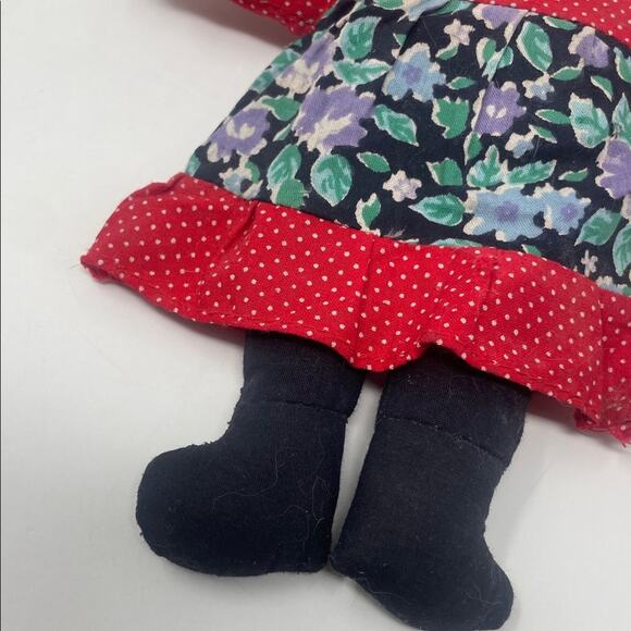 Handmade African American Cloth Doll with Patchwork Quilt  Vintage Handmade African American Cloth Topsy Turvy/Folk Art Doll